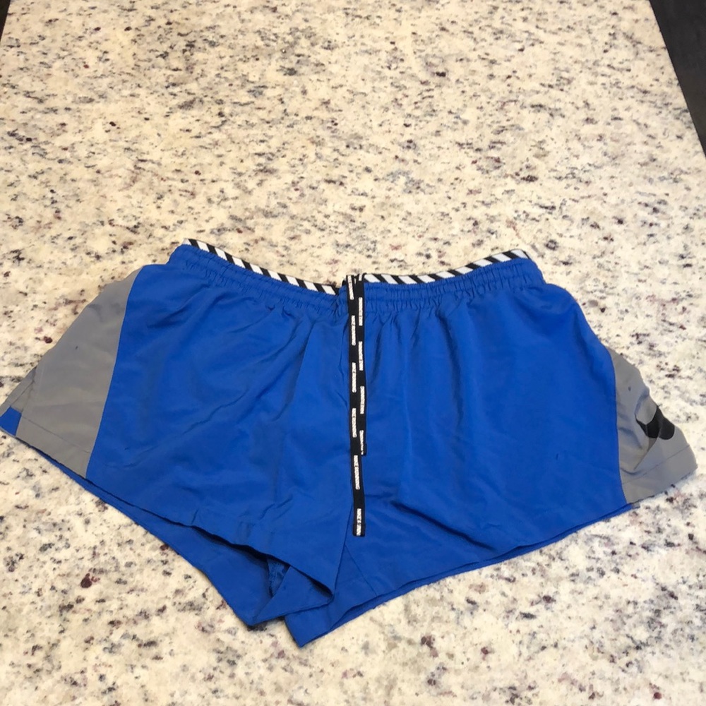 Nike Women’s Dri Fit Running shorts, blue/grey/white/black, size Medium